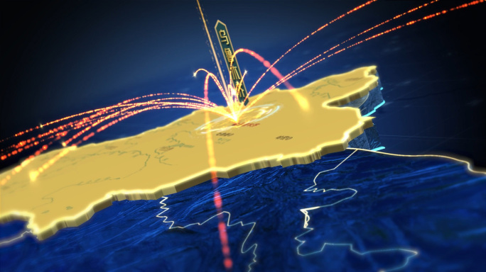 新疆辐射全国区位蓝金三维地图