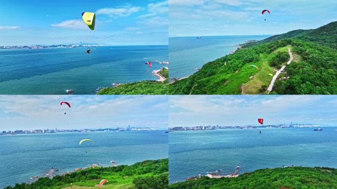 青岛海边滑翔伞