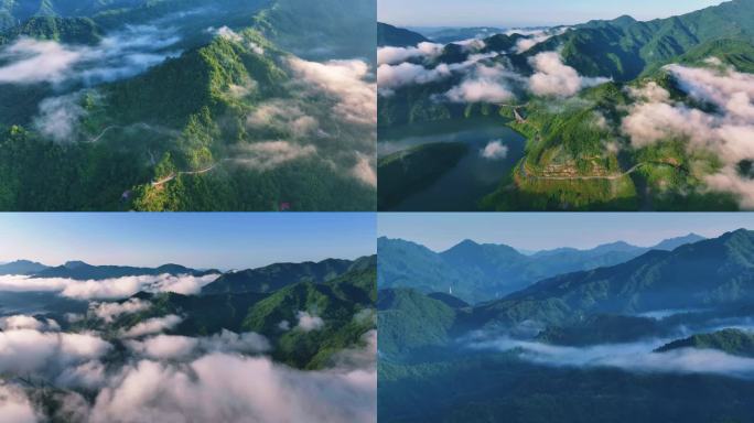 秦岭森林湖泊云海山川河流云雾生态青山绿水