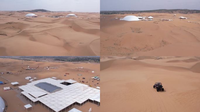 内蒙古响沙湾沙漠骆驼航拍