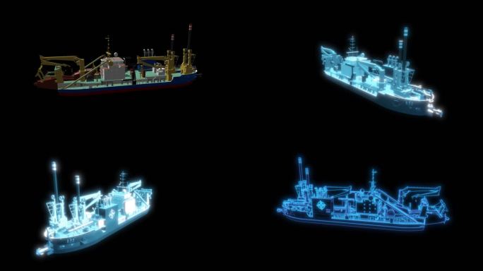 天鲲号 3D模型  船 海上作业
