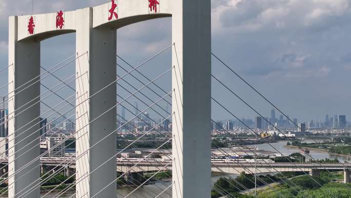 佛山番海大桥远眺广州珠江新城全貌