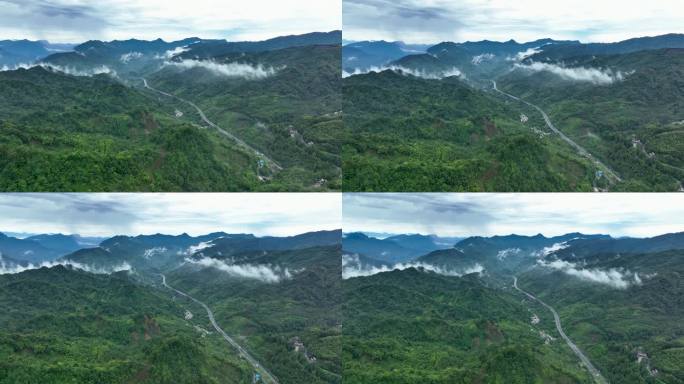 雅西高速公路穿行在大山中峡谷中山区高速路