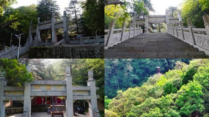 秦岭大山深山古寺古塔航拍4K实拍