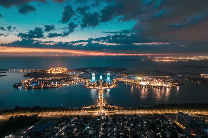 航拍延时海花岛夜景