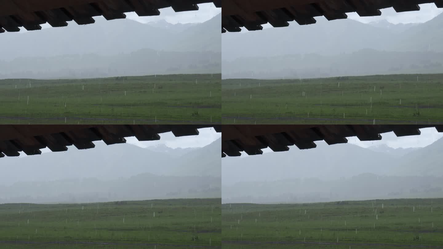 新疆禾木草原上的雨