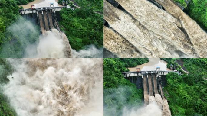 自然灾害防御汛期山洪暴雨涨水水库泄洪素材