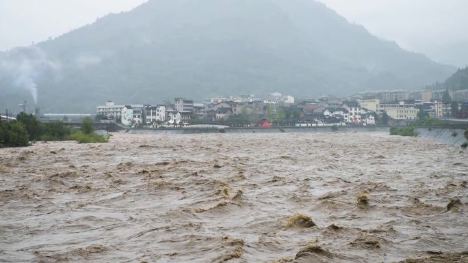 自然灾害山洪泥石流汛期洪水防洪视频素材