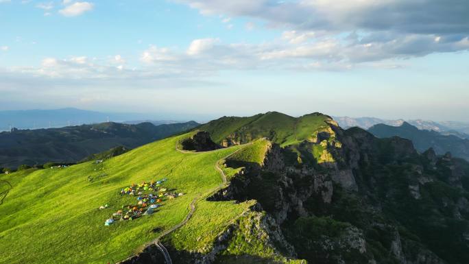 户外露营、北京北灵山露营航拍