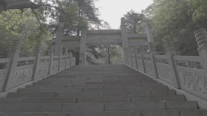 灰度模式4K达芬奇调色青山秦岭古寺航拍