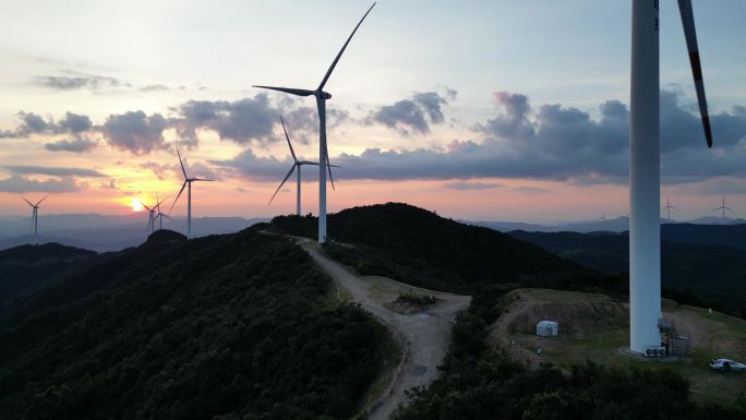 夕阳黄昏  落日风车  唯美风景