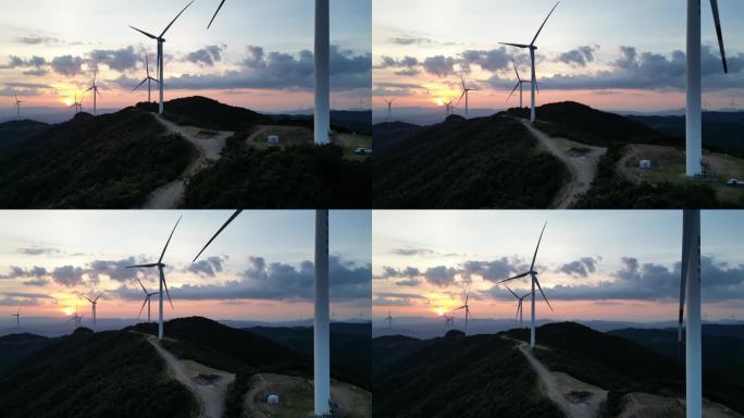 夕阳黄昏  落日风车  唯美风景