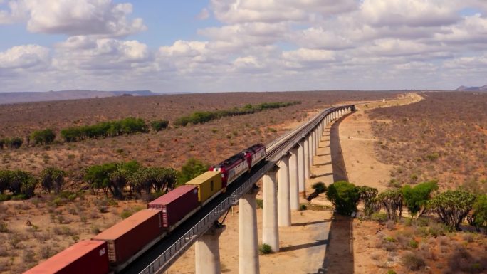 荒漠道路铁路交通运输航拍