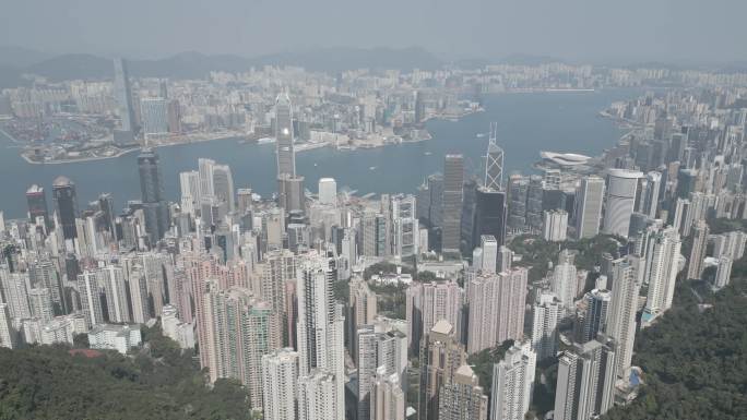 香港维多利亚港建筑风景大疆航拍