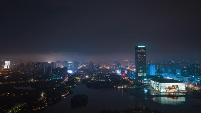 上海保利大剧院夜景航拍