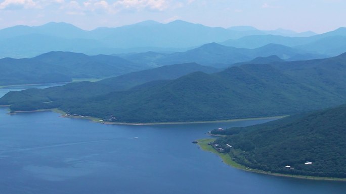 吉林朱雀山自然风光松花湖夏季风光航拍