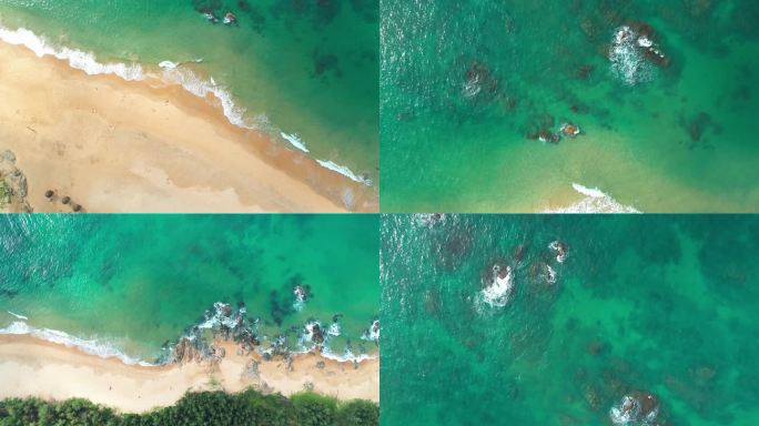 海滩沙滩海浪海边海水航拍