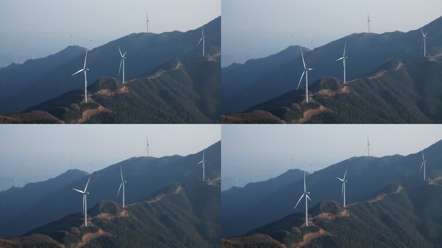 自然风景山脉高山风车风能风电大风车