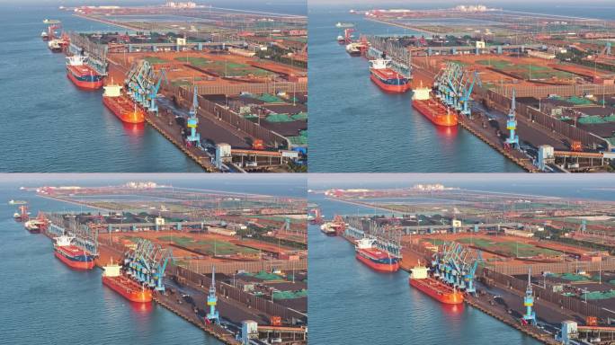 航拍天津港煤码头、焦炭码头