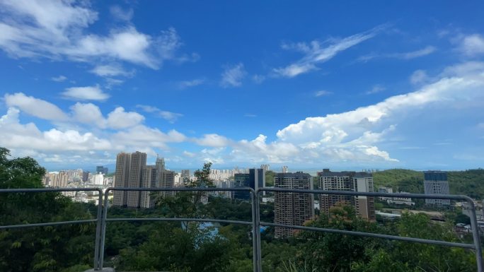 珠海白莲洞公园城市蓝天白云延时摄影