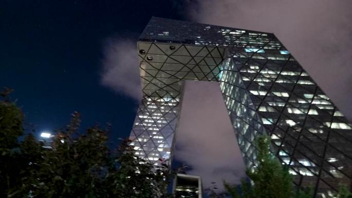 北京城市CBD夜景大裤衩建筑夜景