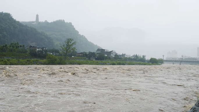 自然灾害山洪泥石流汛期洪水防洪视频素材