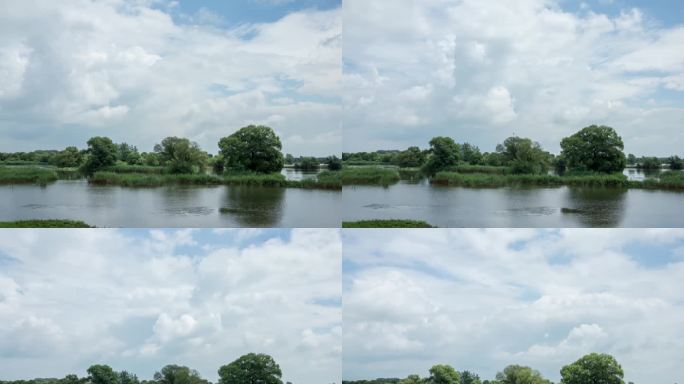 湿地河流辽河七星湿地树水草延时摄影