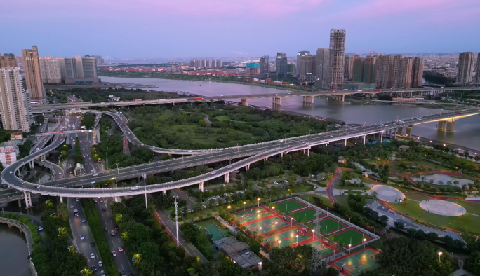 泉州 晋江两岸 刺桐大桥日落夜景