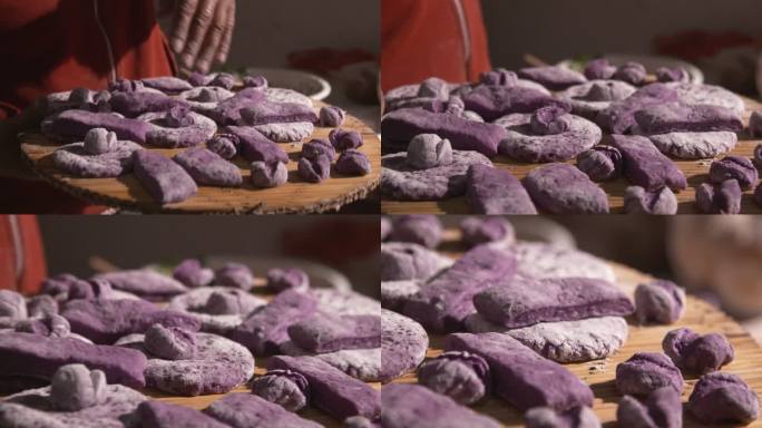 擀饺子皮 紫薯皮 紫薯饺子