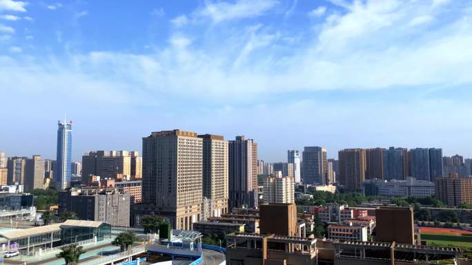 西安城市天空延时摄影、陕西信息大厦