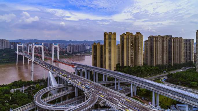 重庆城市风光-鹅公岩大桥延时