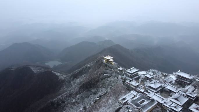 湖北随州冬季大洪山航拍