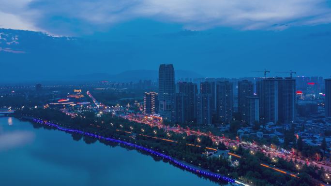 4K汉江城市夜景航拍移动延时
