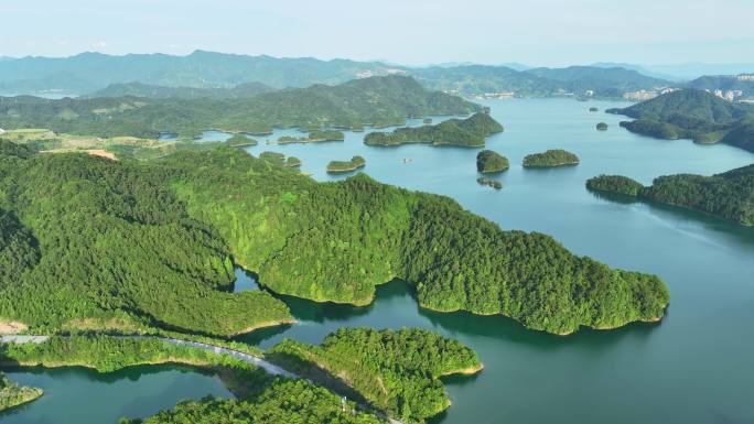 0166航拍杭州市淳安县进贤湾大桥千岛湖