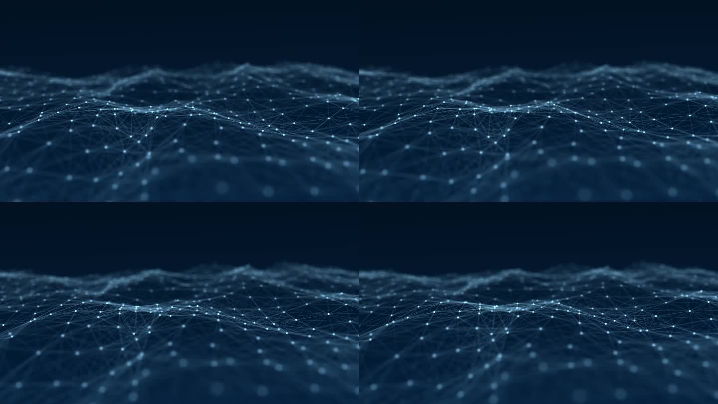 带圆点和线条在空间中运动的文摘波背景。技术说明。未来主义现代动力波。3d渲染。