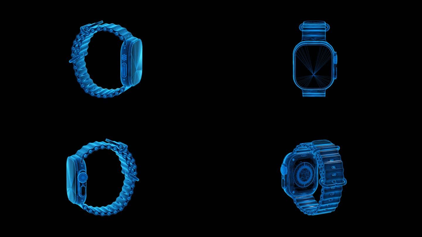 苹果手表蓝色科技线条通道素材