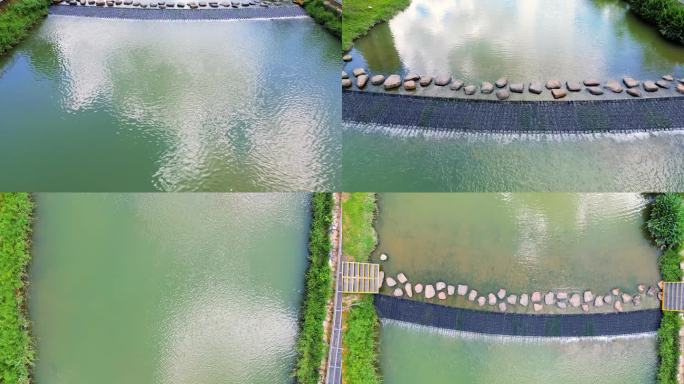 航拍深圳河流水道，生态环境保护4k视频