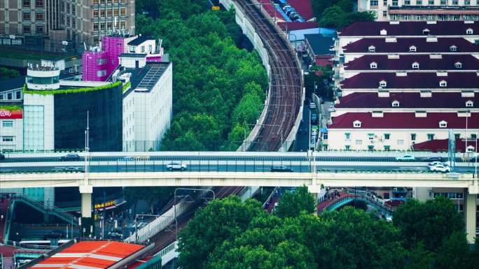 上海延安西路高架与地铁交通延时摄影