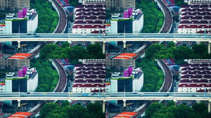 上海延安西路高架与地铁交通延时摄影