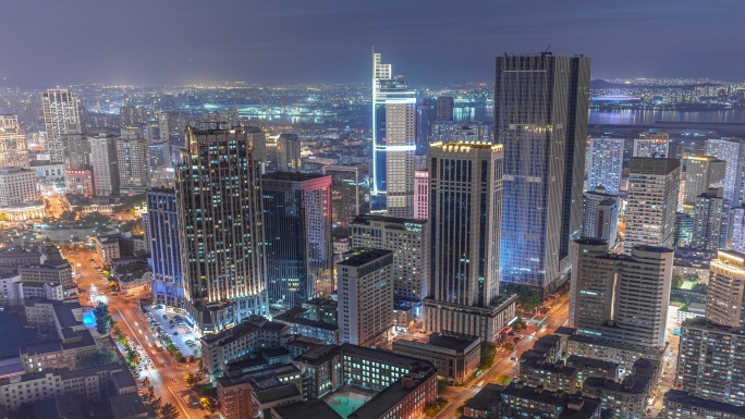 大连城市 中山广场中山路 城市夜景延时