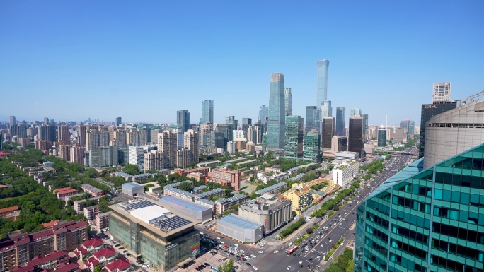 北京鸟瞰城市街景建国门外秀水街国贸CBD