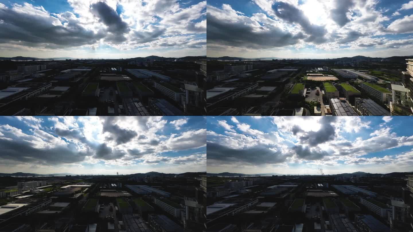 蓝天白云下的厦门自贸区延时摄影