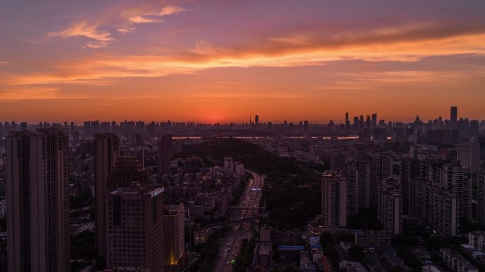 武汉武昌日落延时