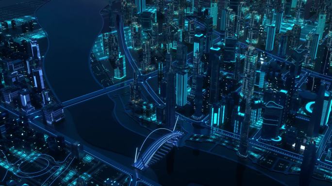 C4D城市 街道 智慧城市虚拟科技城市