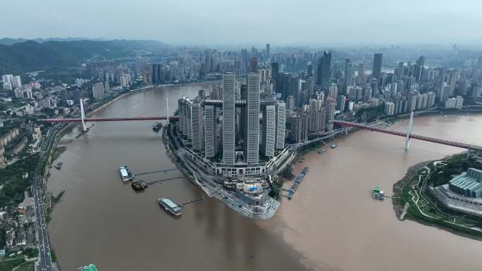 重庆两江交汇鸳鸯锅航拍21