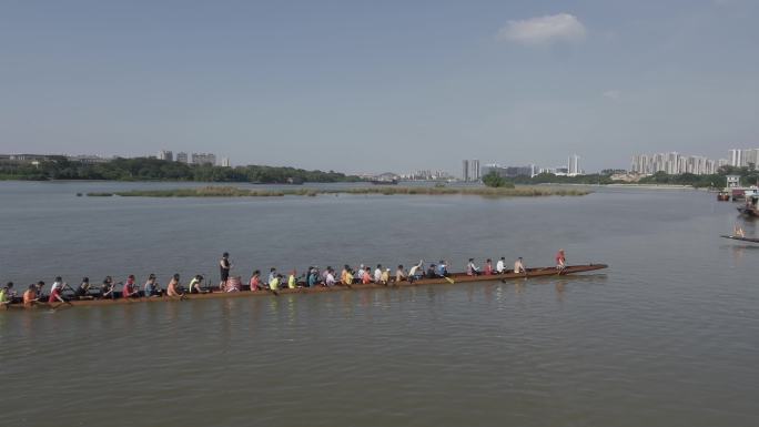 4K航拍广州国际龙舟比赛训练