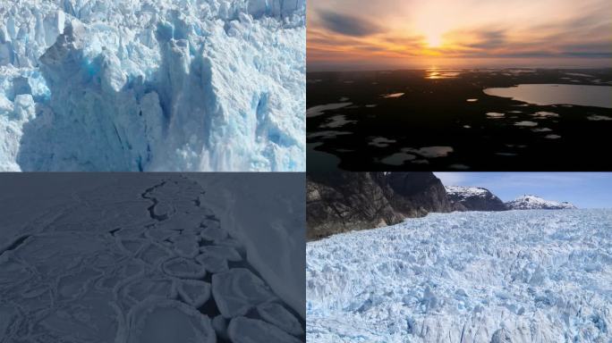 北极冰川冰山崩塌全球气候变暖航拍素材3