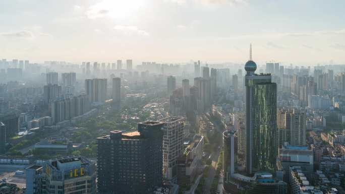 佛山市禅城区地标百花广场日出延时