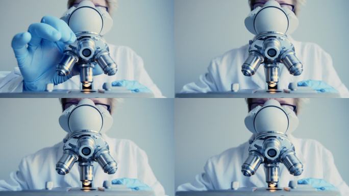 显微镜特写镜头在实验室里