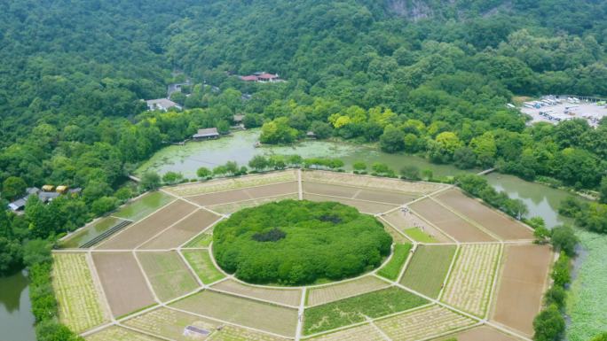 杭州西湖八卦田航拍实景